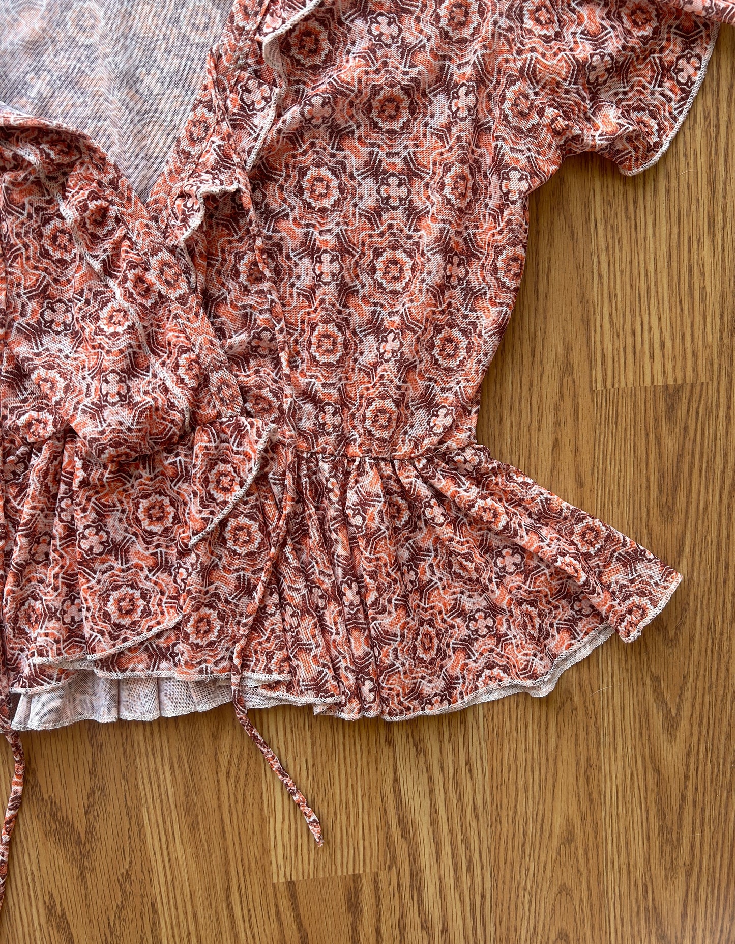 Paisley Sheer Peplum Boho Blouse