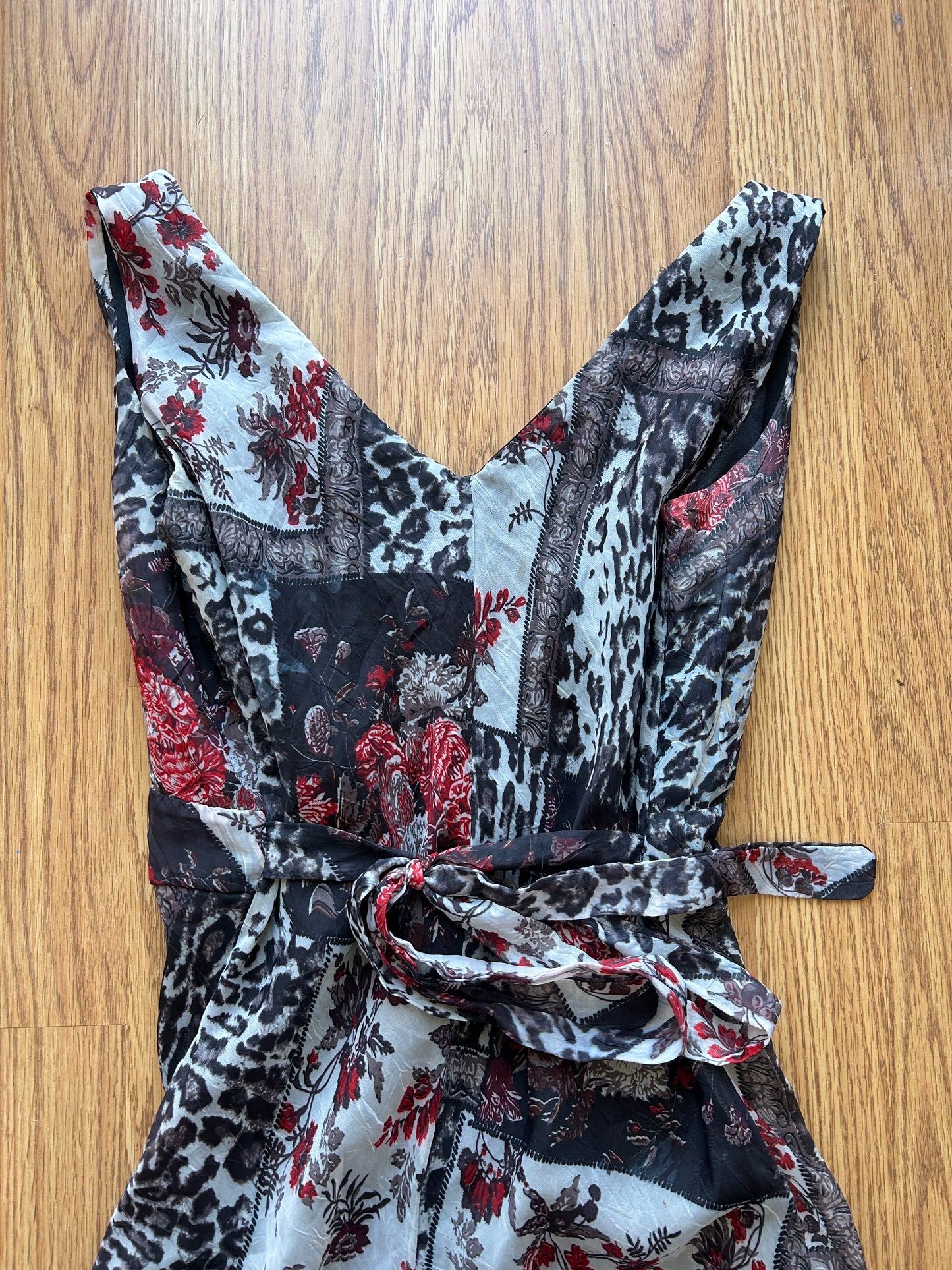 Vintage Floral Splash Dress w/ Tie