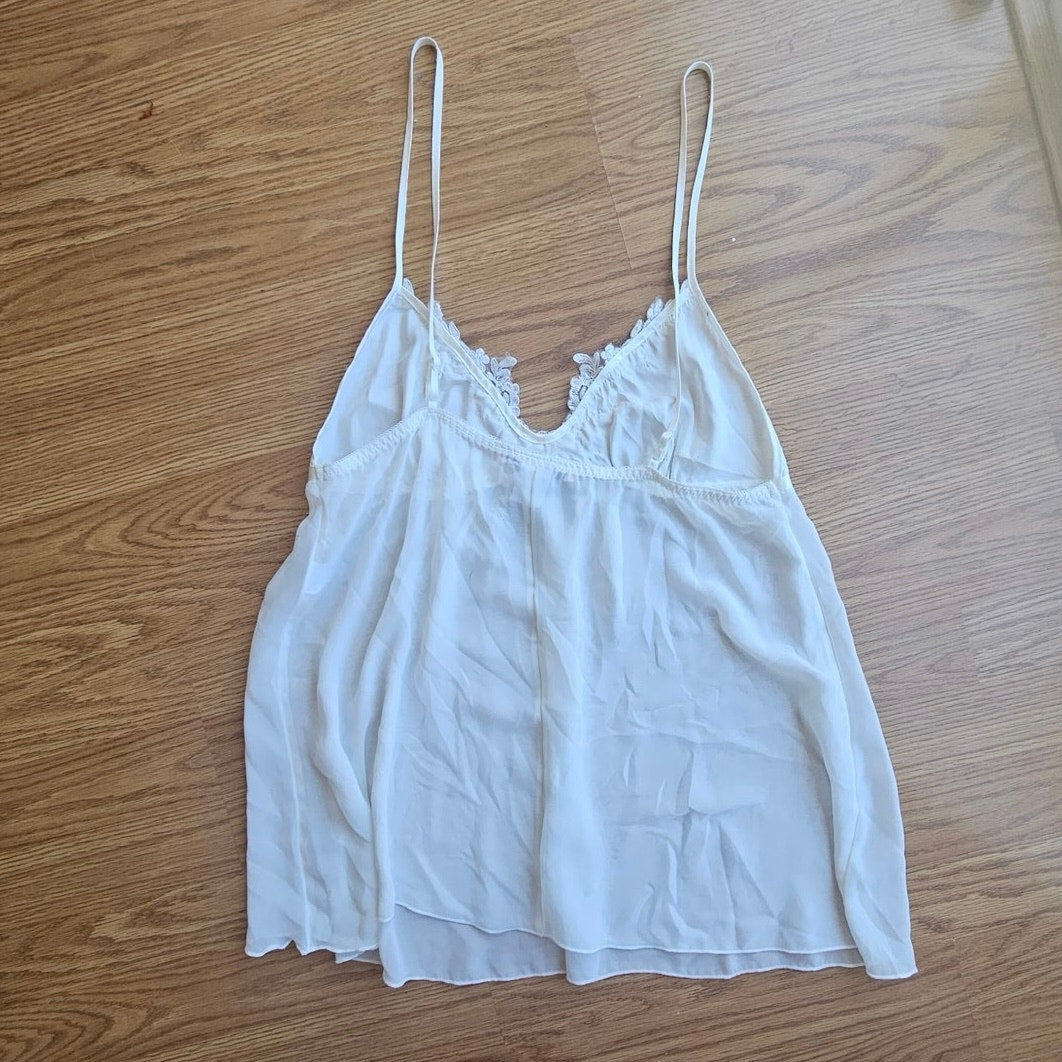 Y2K Sheer Beaded Babydoll Cami - Size Small