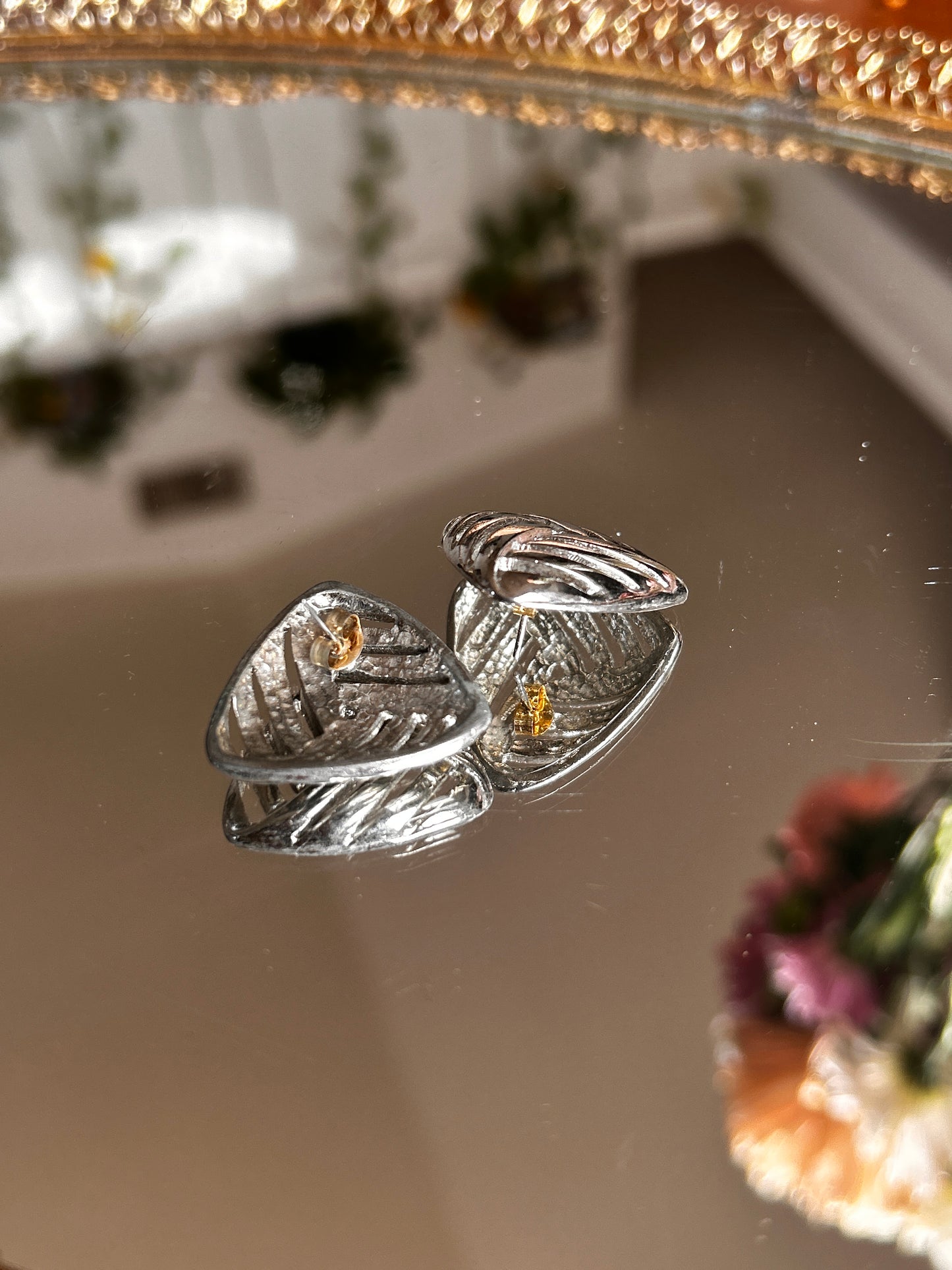 Vintage Silver Tone Post Earrings