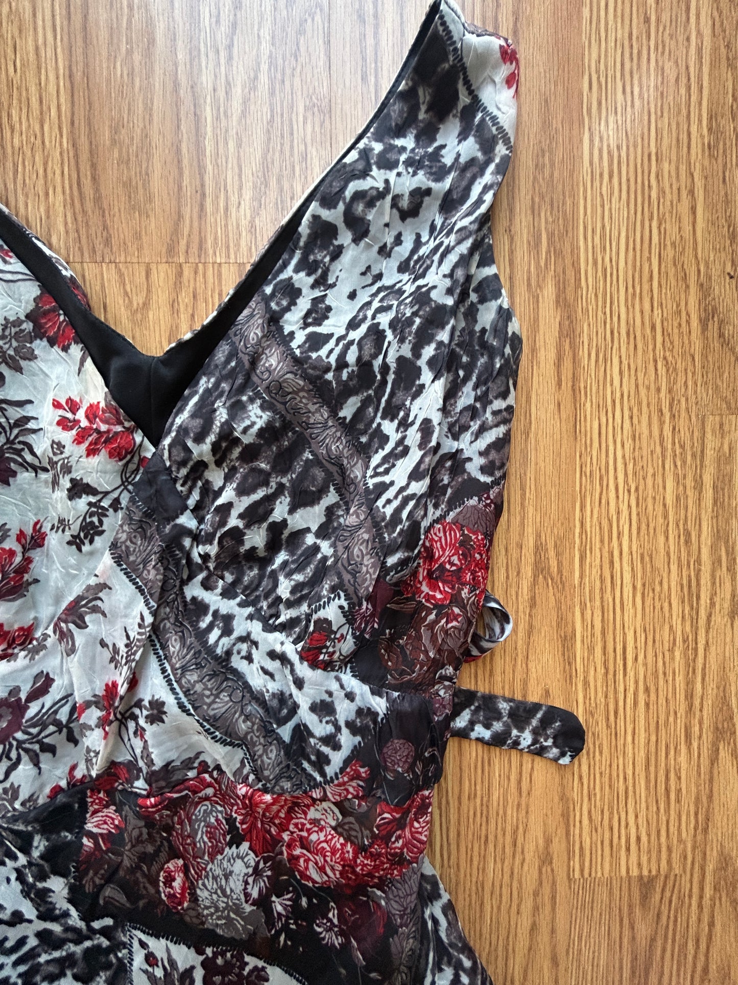 Vintage Floral Splash Dress w/ Tie