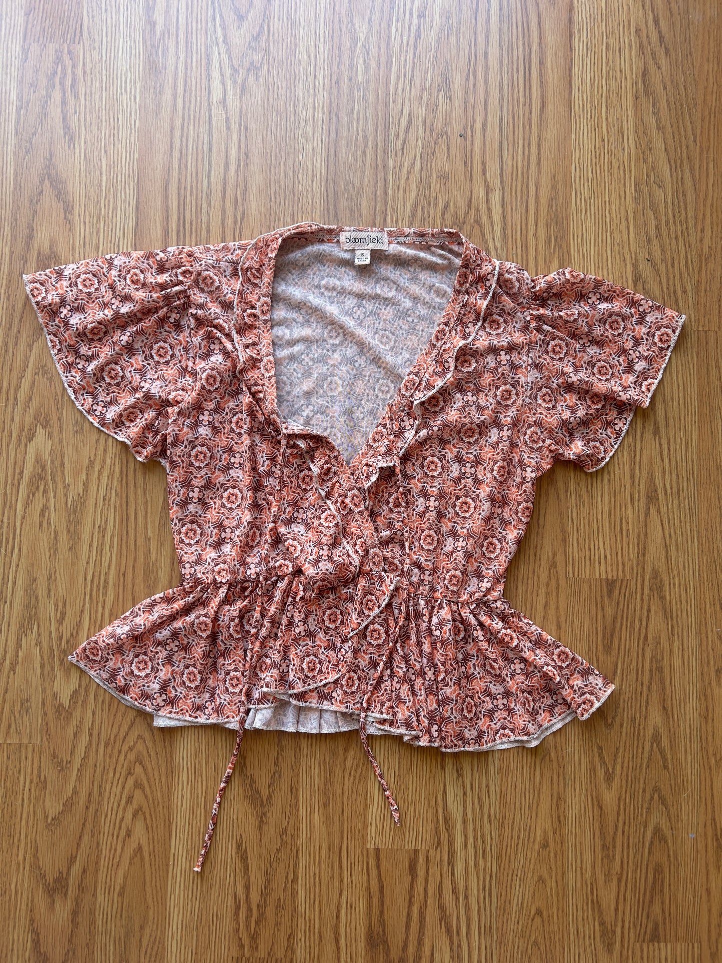 Paisley Sheer Peplum Boho Blouse