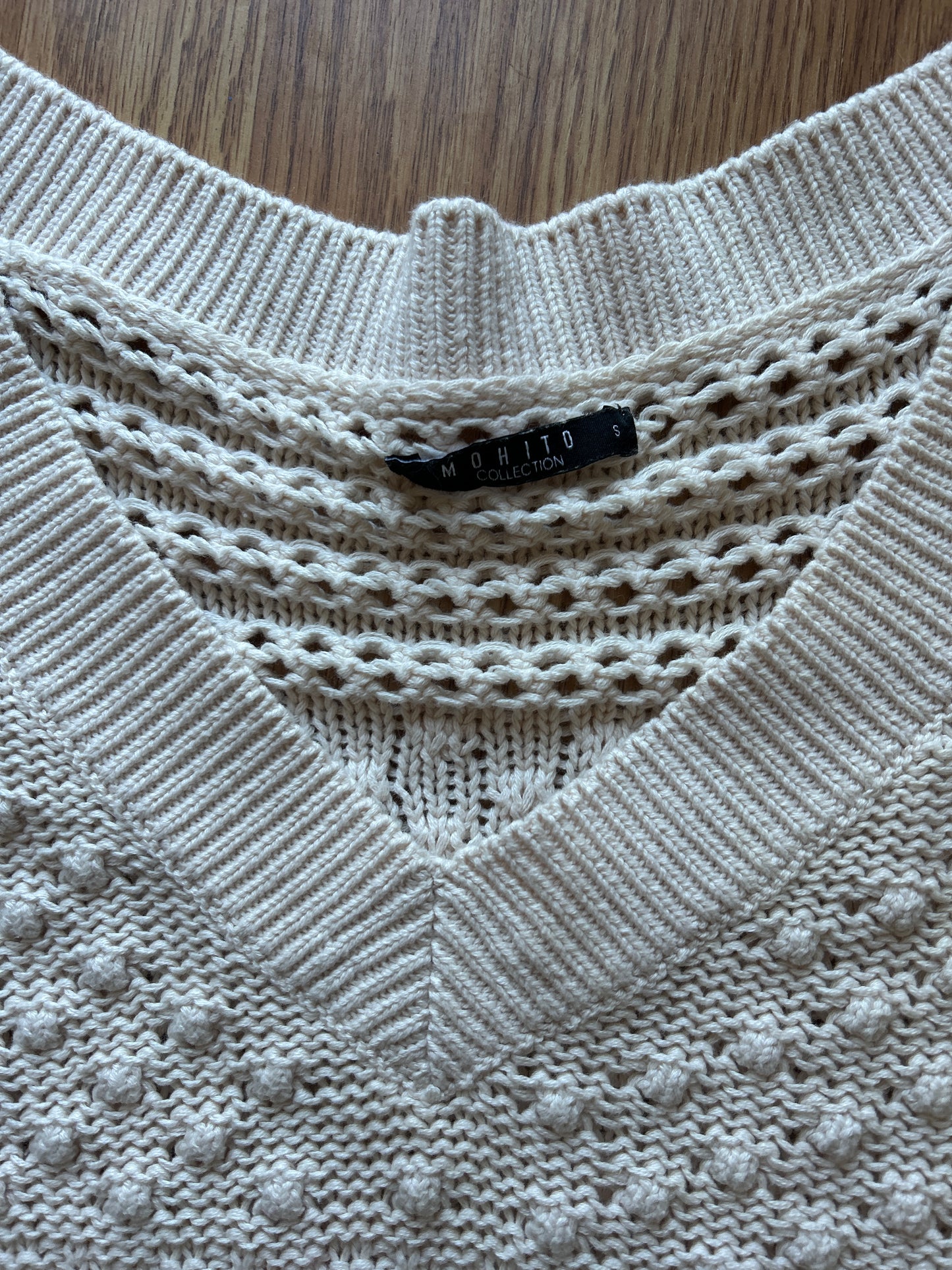 Cream Cotton Knit Pullover