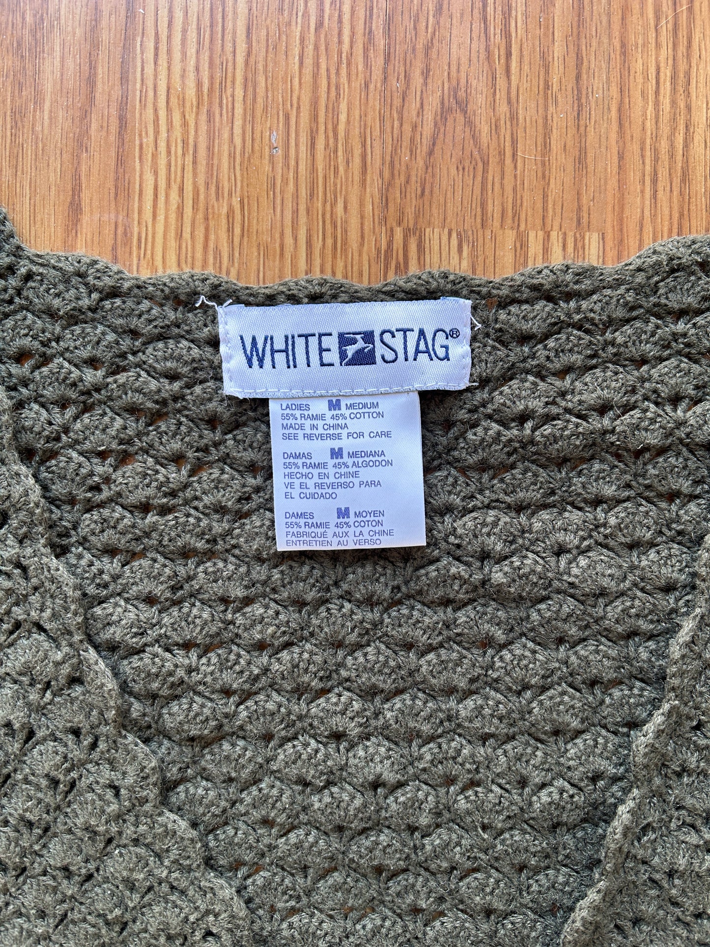 Vintage White Stag Crochet Vest