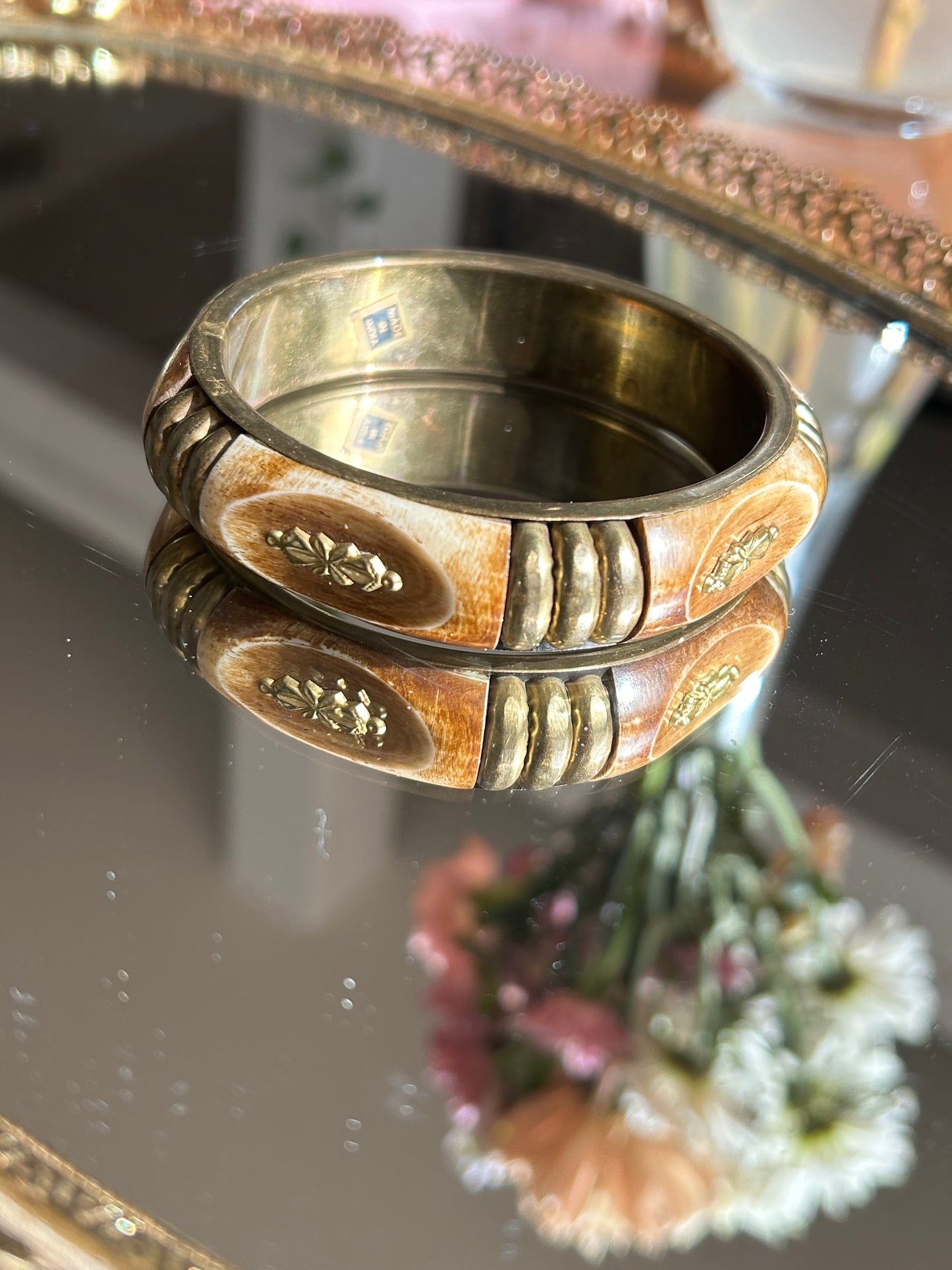 Vintage Wood and Brass Bangle