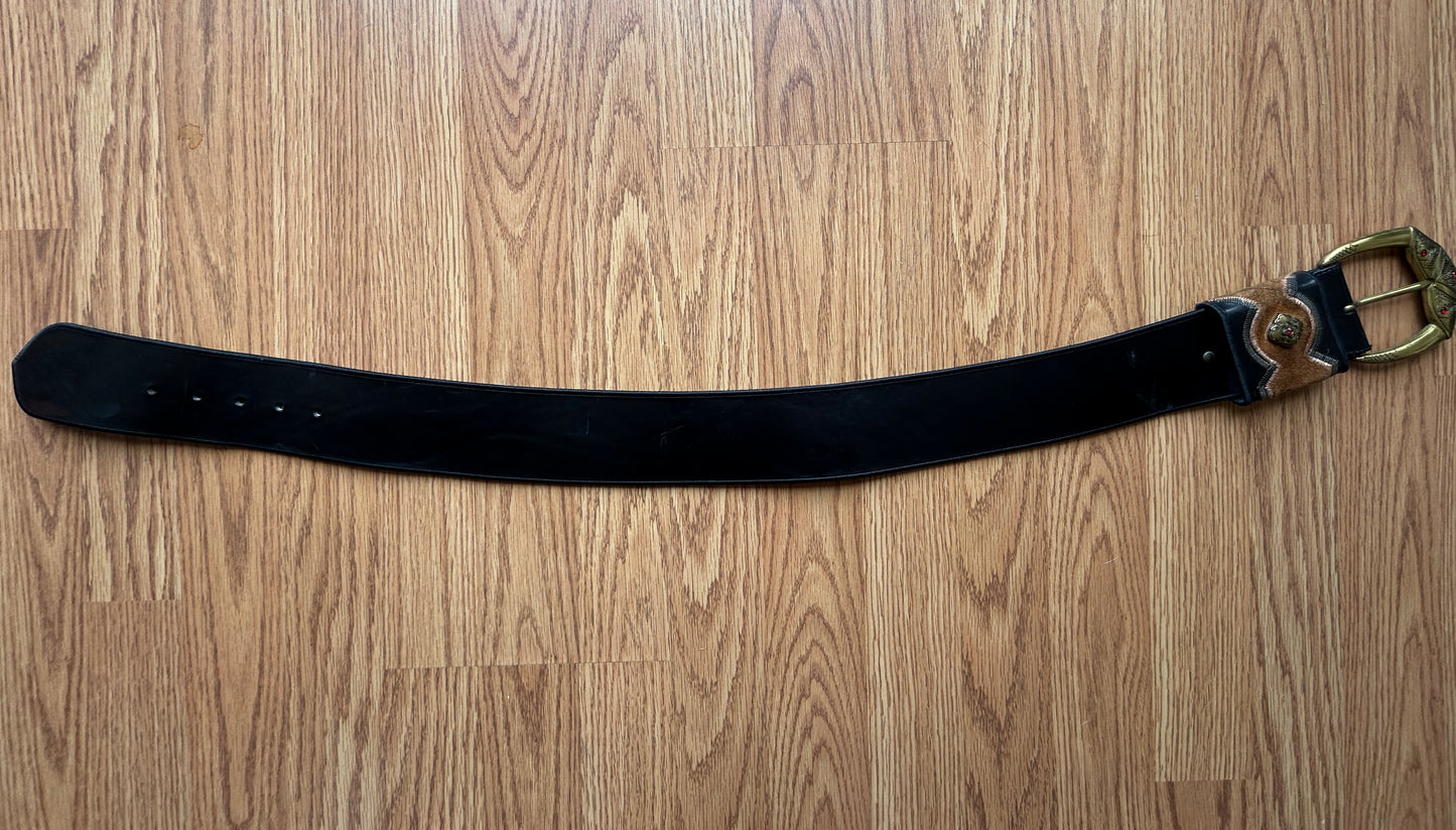 Vintage Burnished Gold Leather Belt