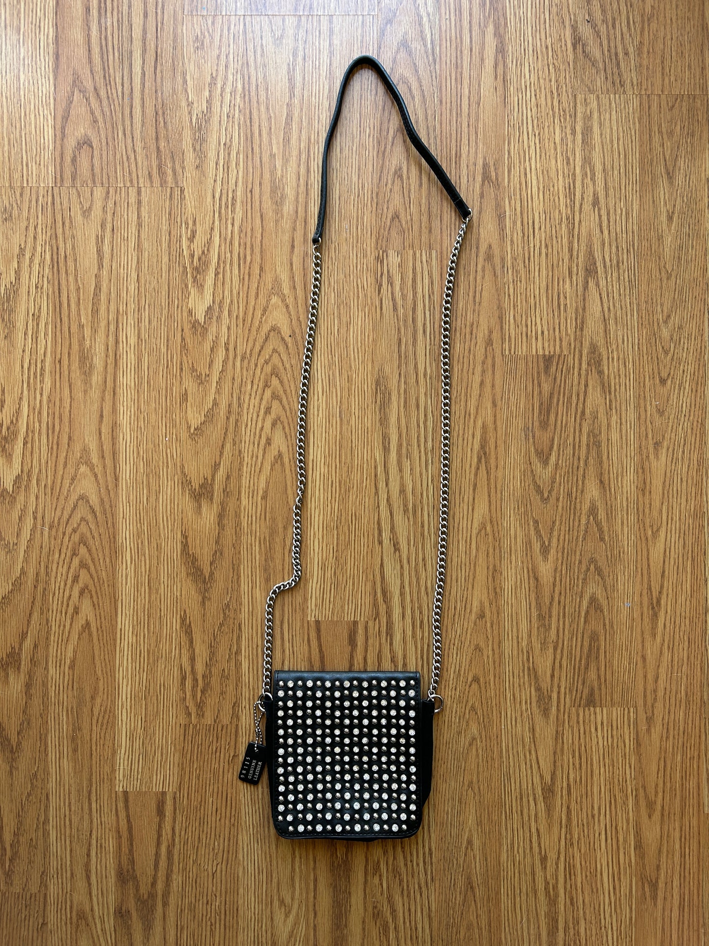 Black Studded Crossbody w/ Rhinestones