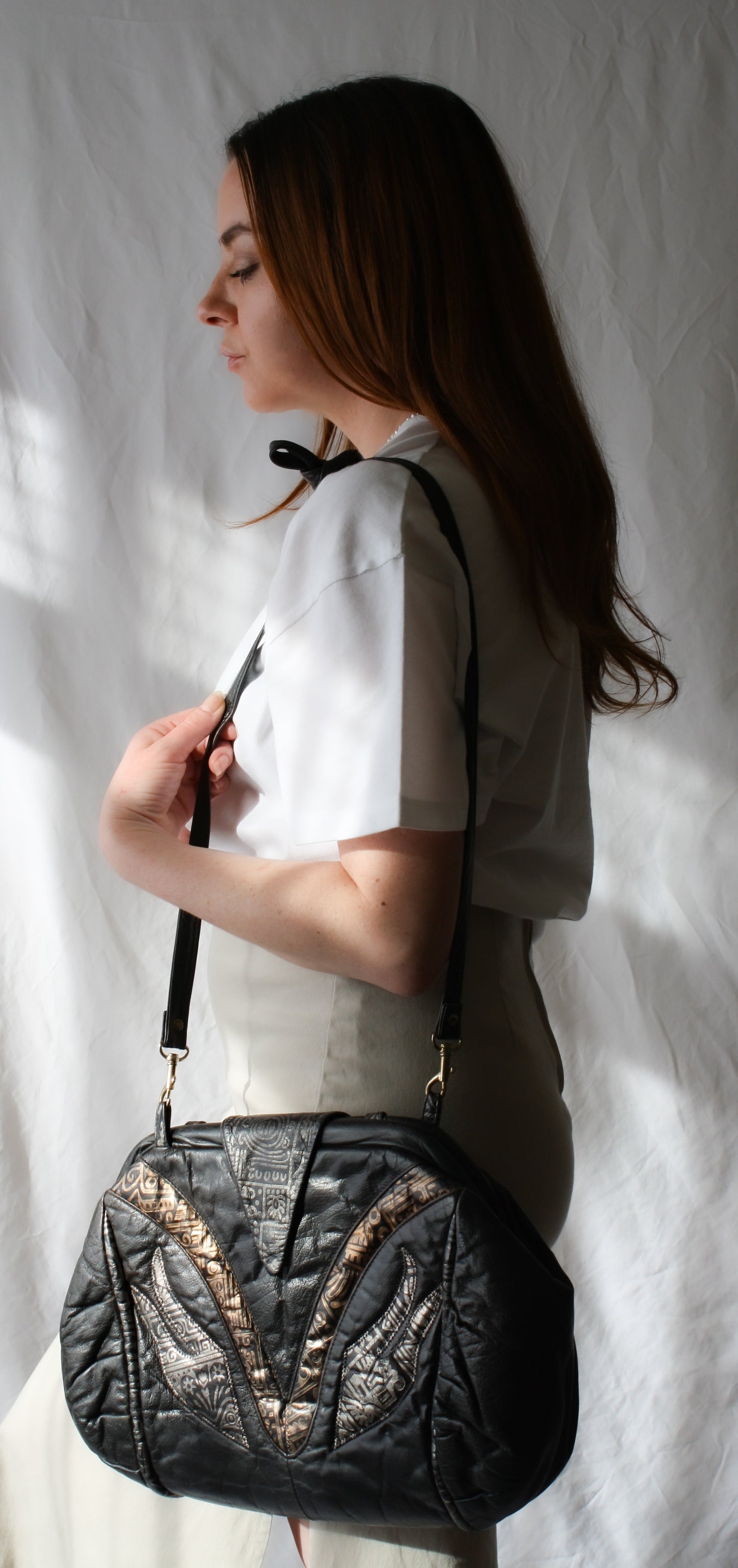 1980's Patchwork Top-Handle Satchel
