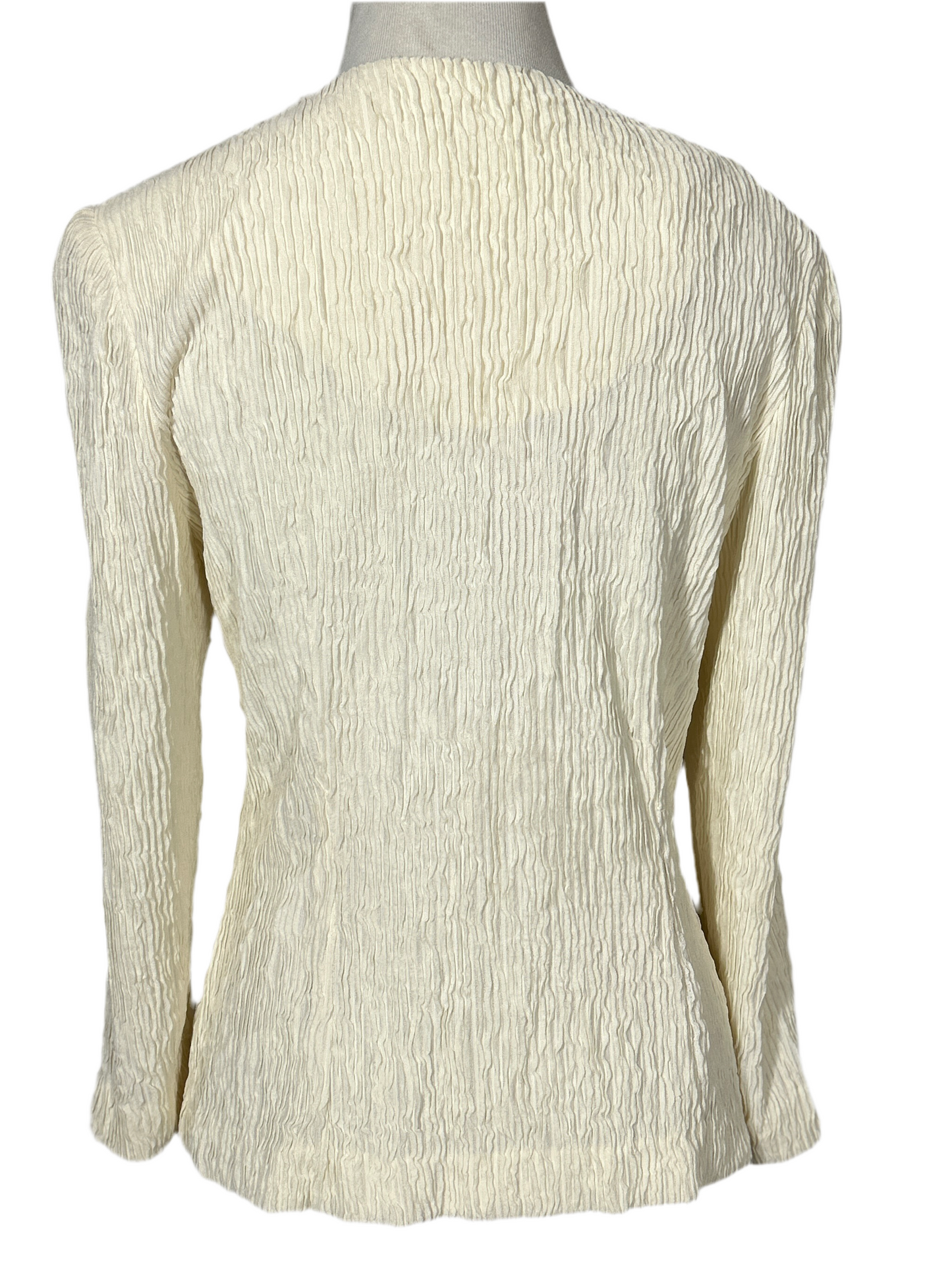 Plisse Lace Blouse with Pearl Buttons