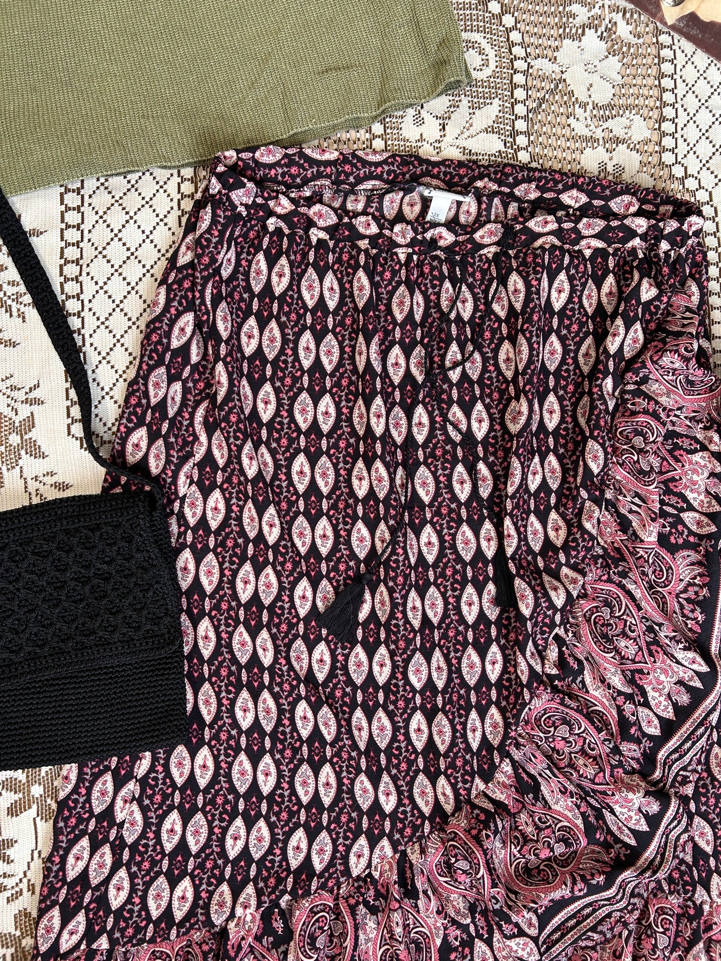 Purple Paisley Ruffled Skirt (2X)