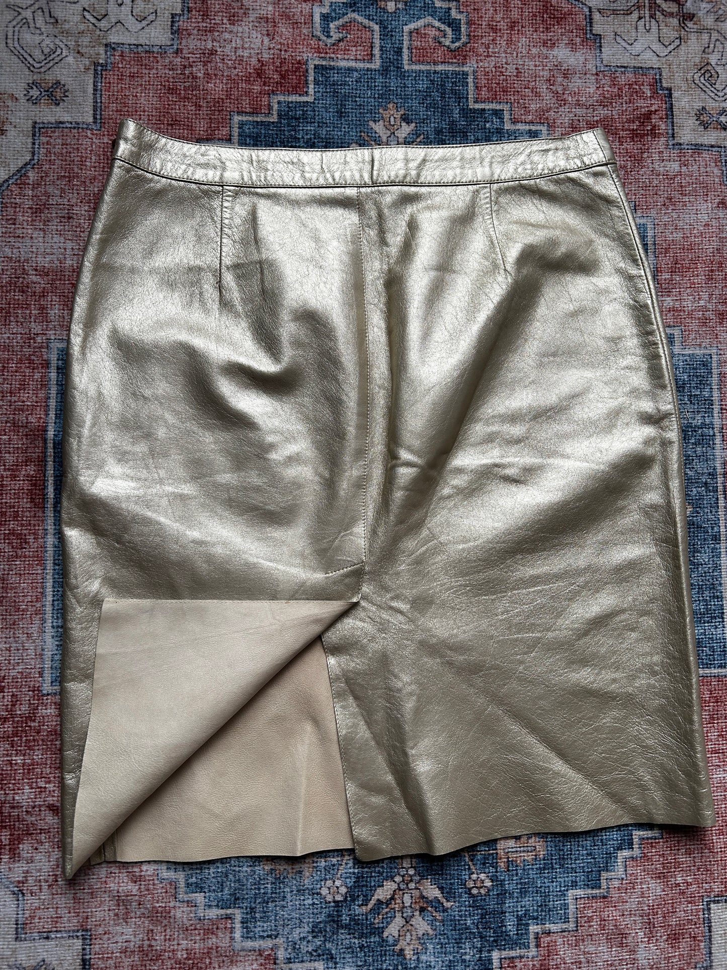 Y2K Gold Miu Miu Pencil Skirt (Medium)