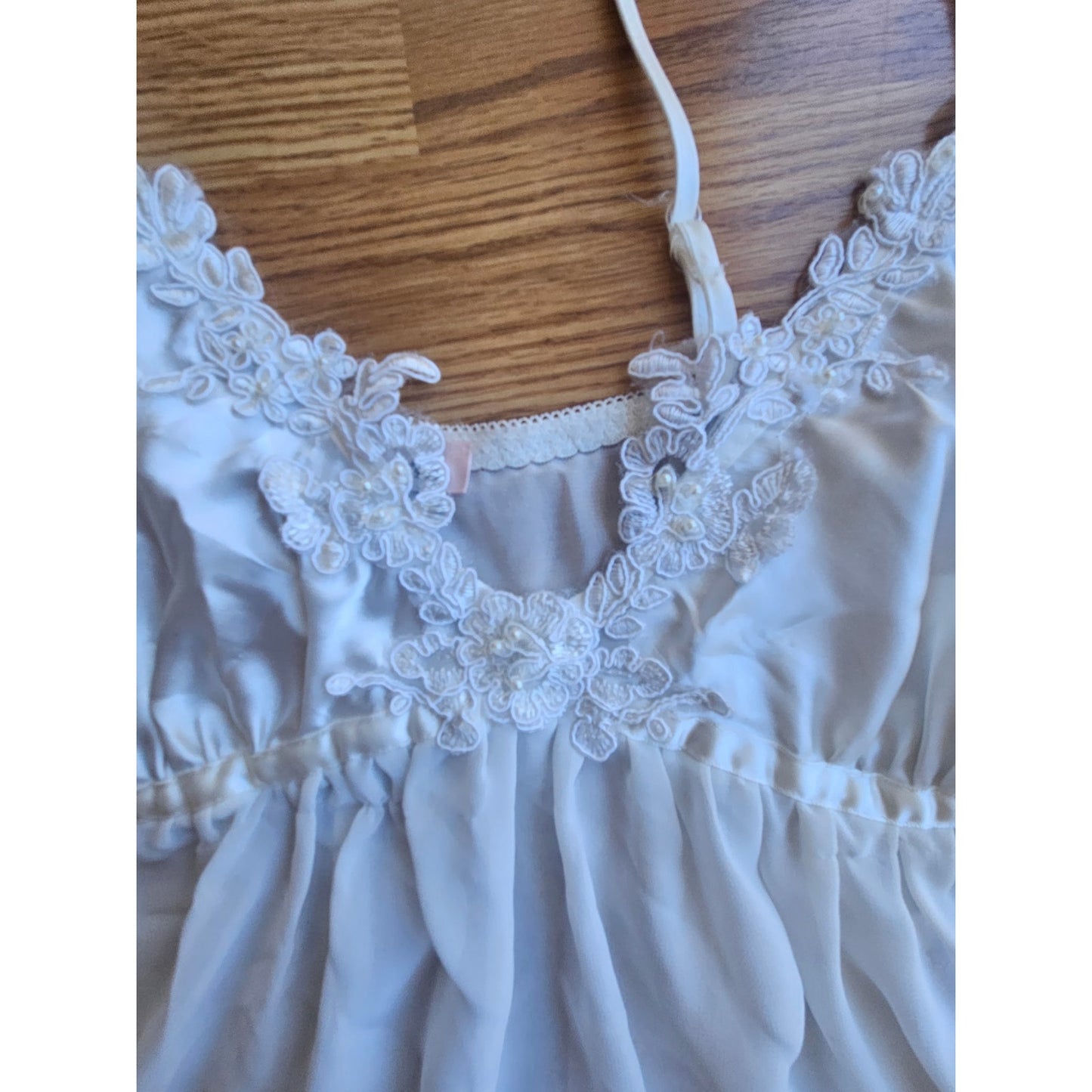 Y2K Sheer Beaded Babydoll Cami - Size Small