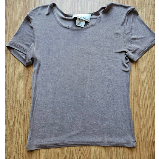 1990s Dusty Cocoa Crewneck Short Sleeve Blouse - Size Medium