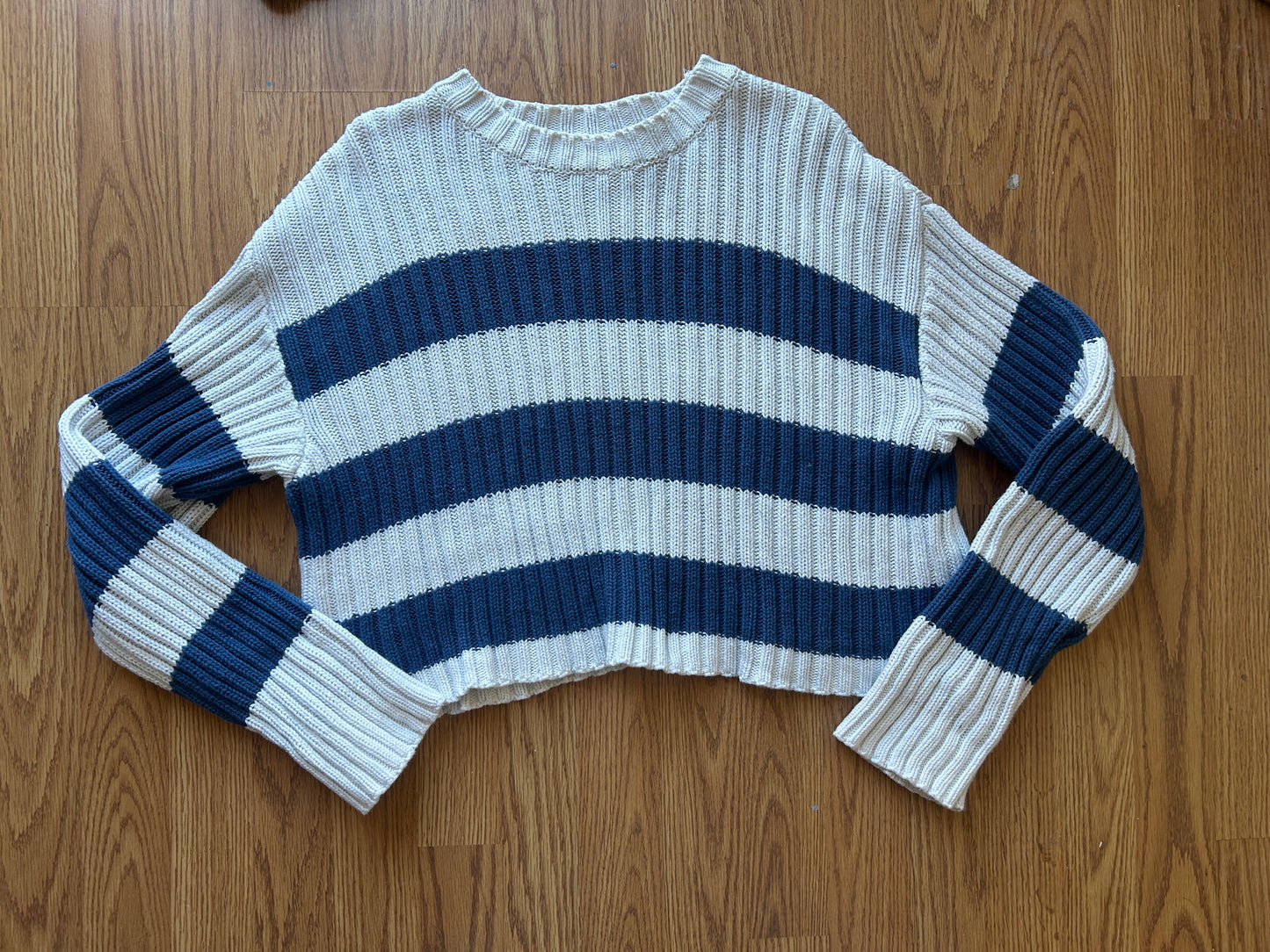 Striped Cotton Ribbed Knit Sweater