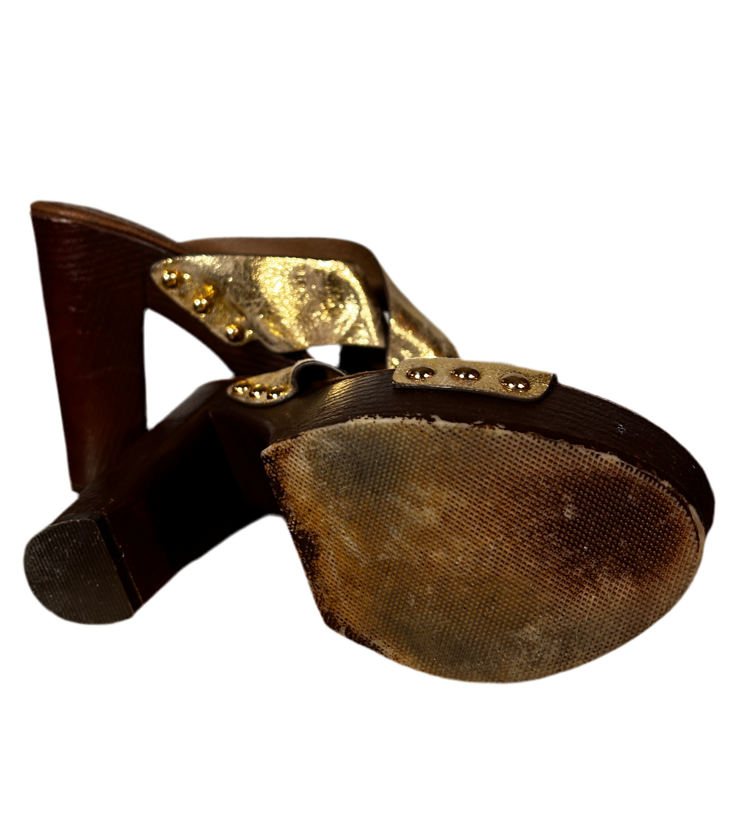 Y2K Gold Platform Clogs
