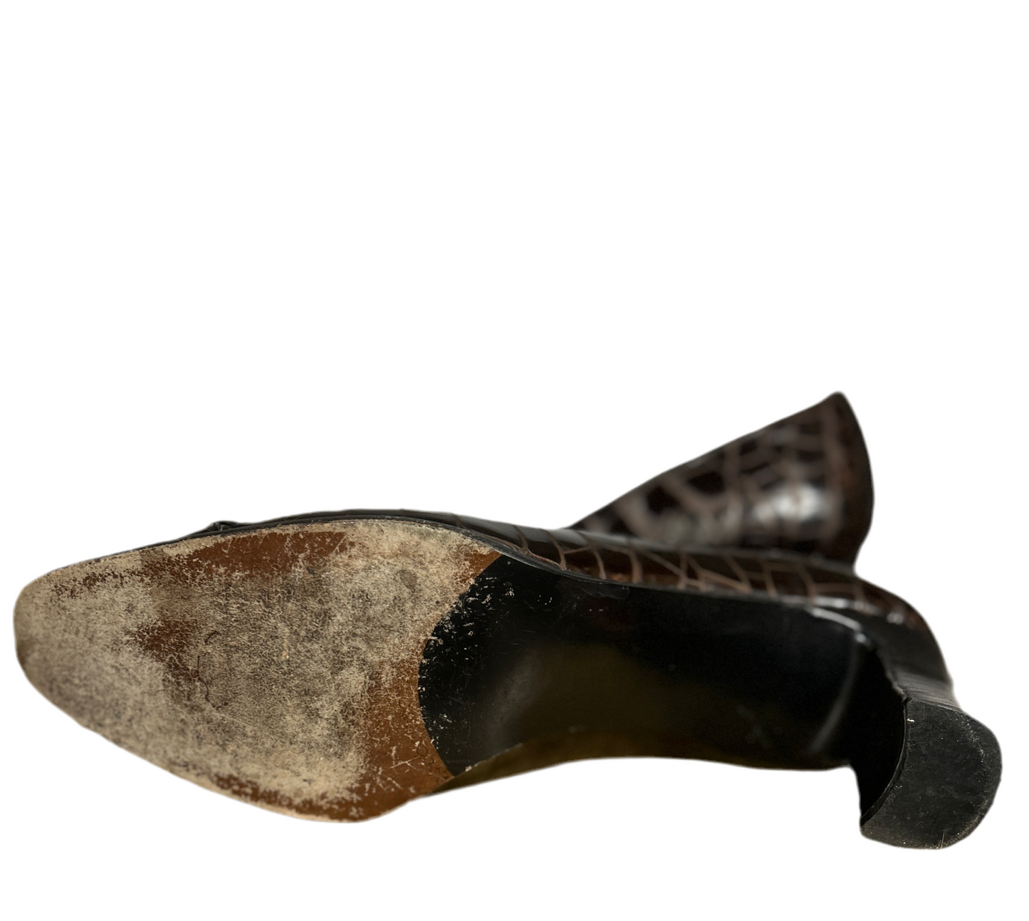 Stuart Weitzman Chocolate Croc Embossed Pumps