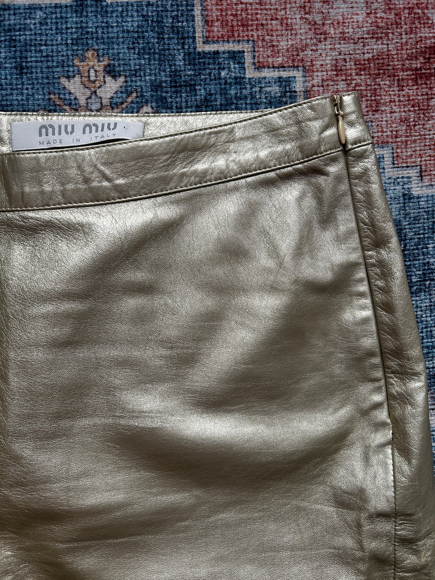 Y2K Gold Miu Miu Pencil Skirt (Medium)