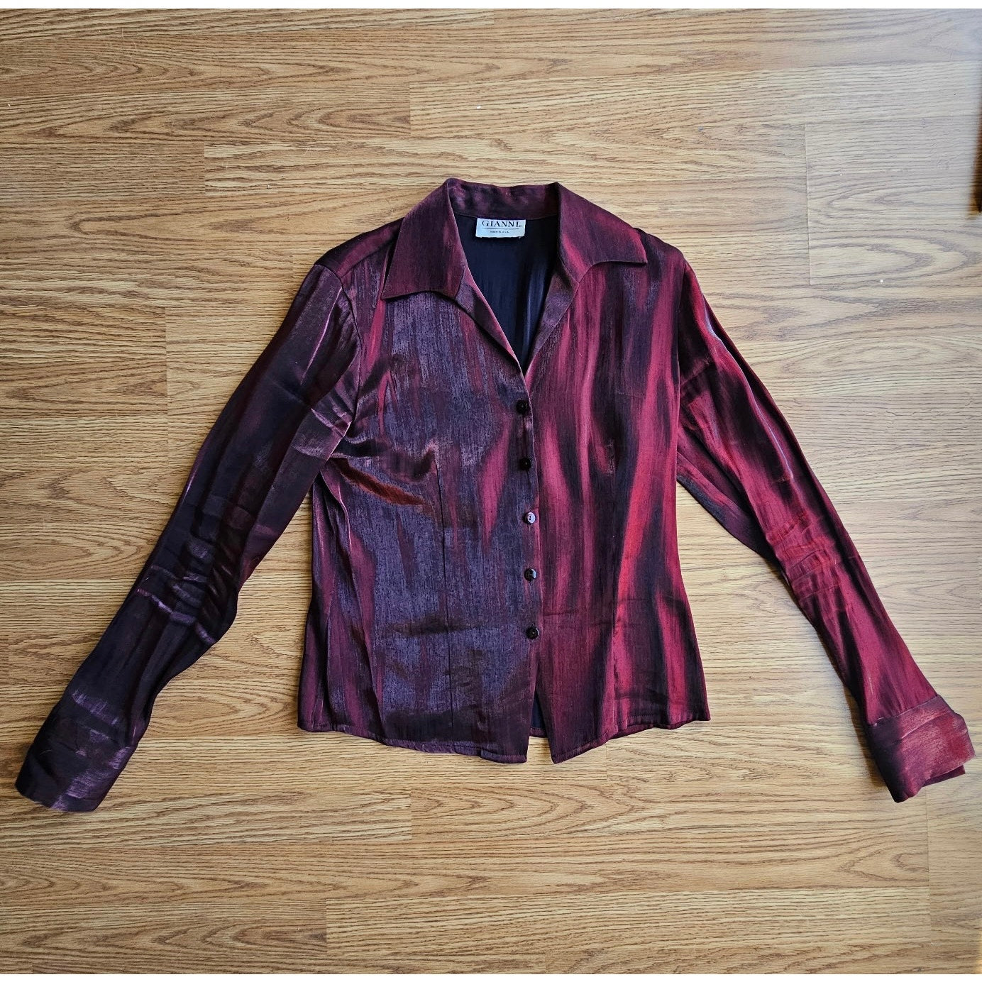 Vintage Silk Metallic Button Up - Size Large