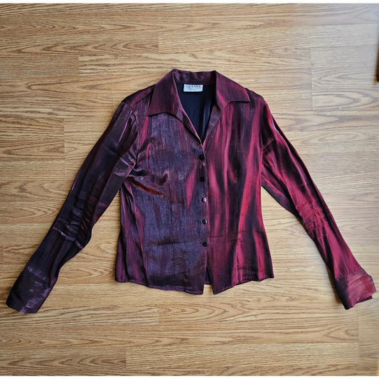 Vintage Silk Metallic Button Up - Size Large