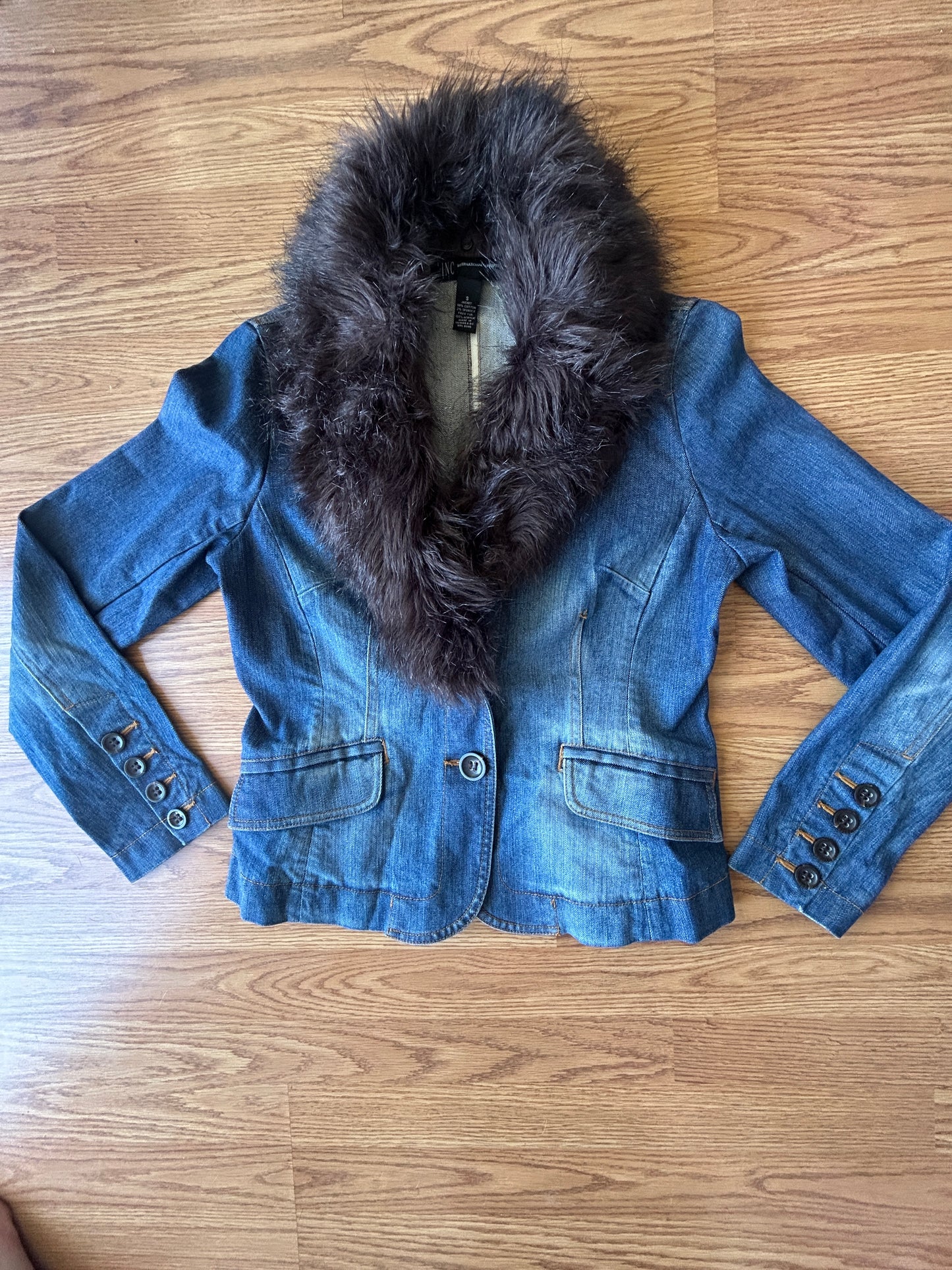 Y2K Faux Fur Lined Denim Jacket