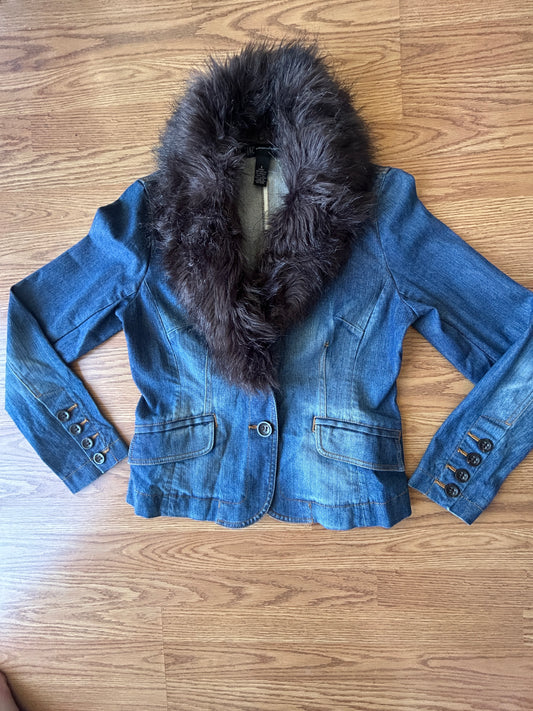 Y2K Faux Fur Lined Denim Jacket