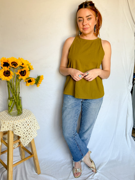 Olive Linen Shirt (Medium)