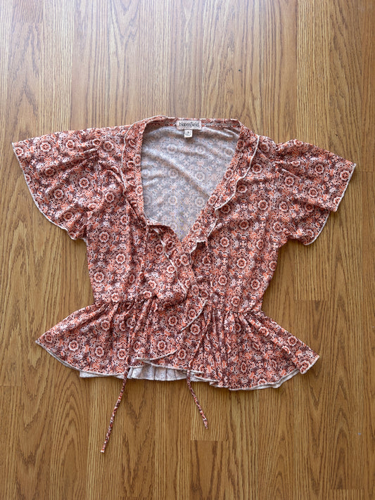 Paisley Sheer Peplum Boho Blouse