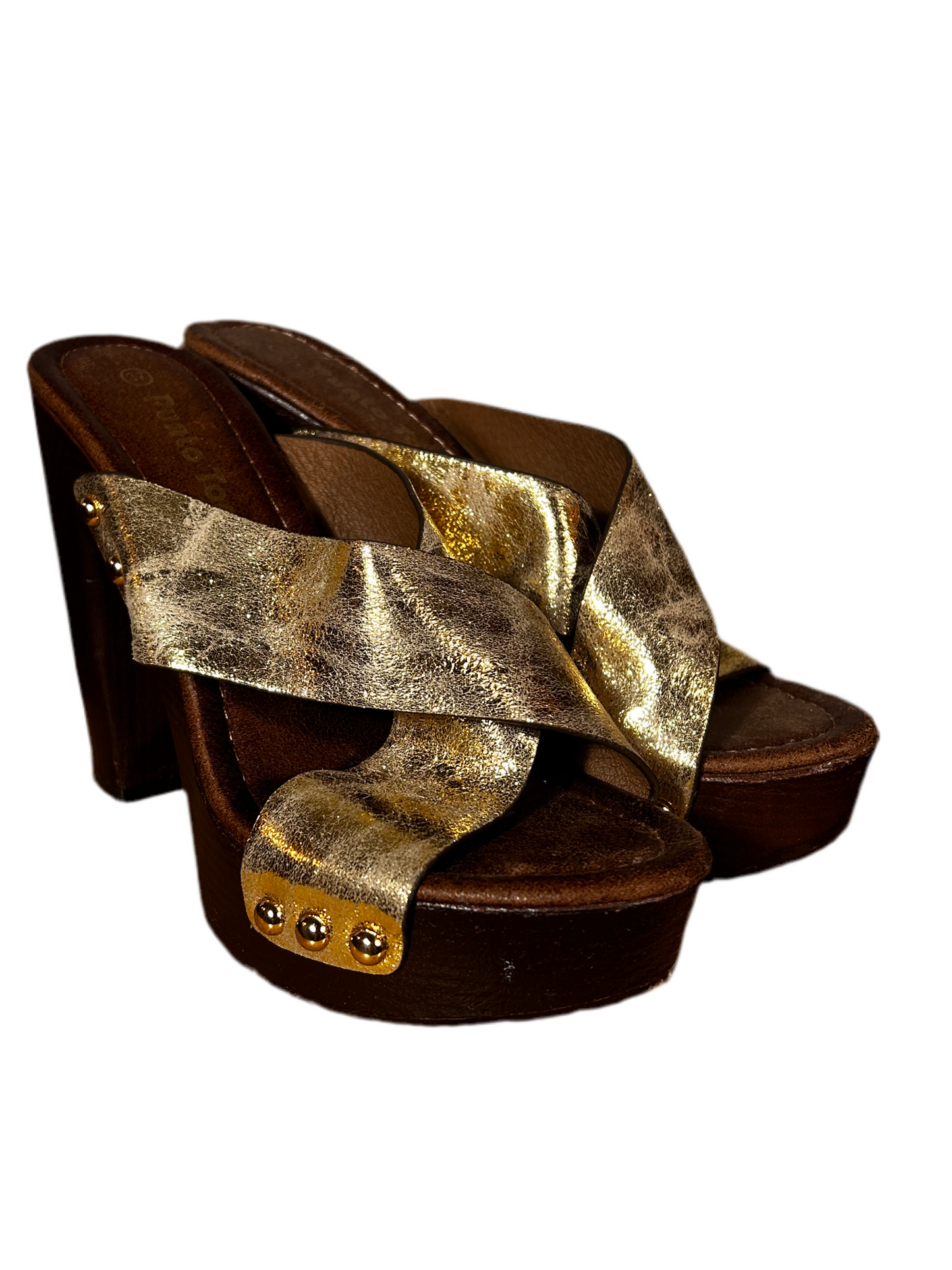 Y2K Gold Platform Clogs