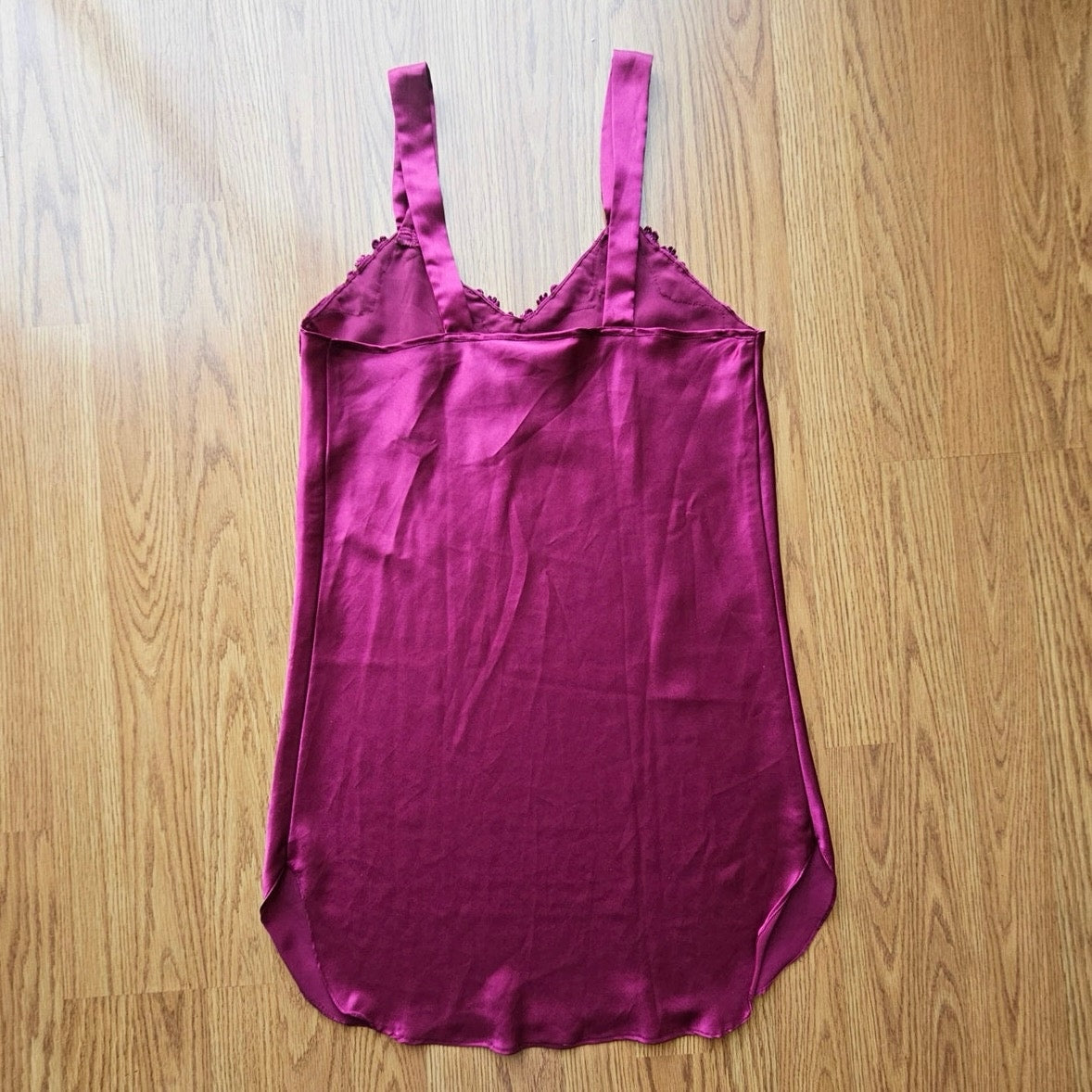 90s Cranberry Mini Satin Slip Dress, Coquette, Romantic - Size Medium