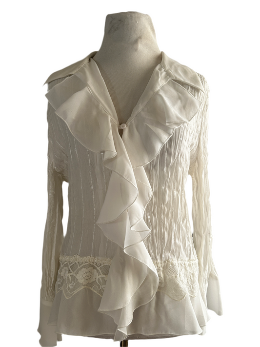 Y2K Sheer Ruffled Blouse