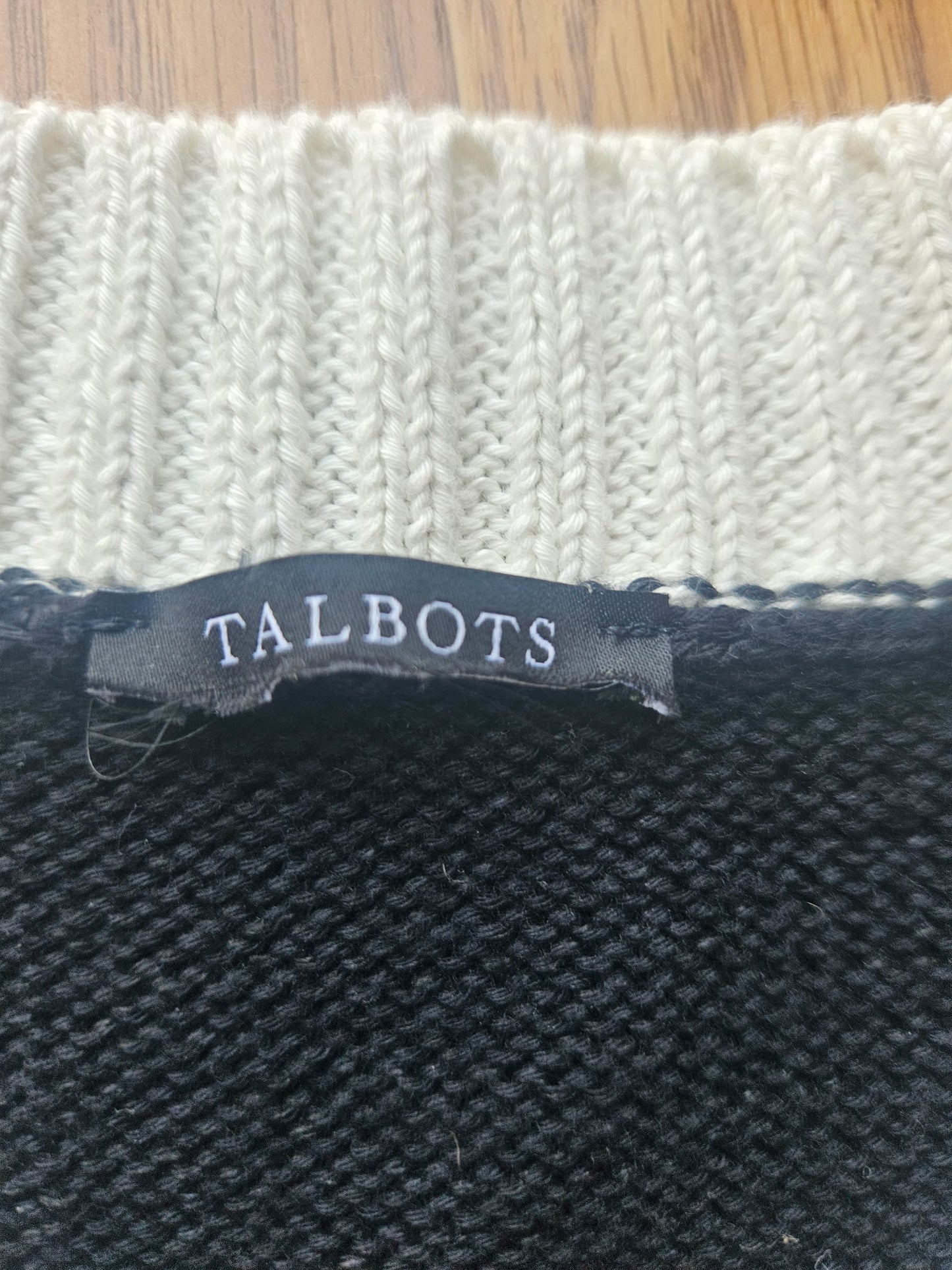 Talbots Cotton Black and White Knit Sweater Vest Size - Extra Large