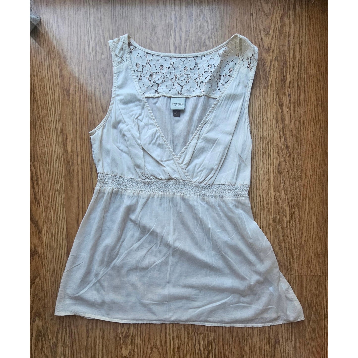 Y2K Cream Cotton Babydoll Tank - Size Small
