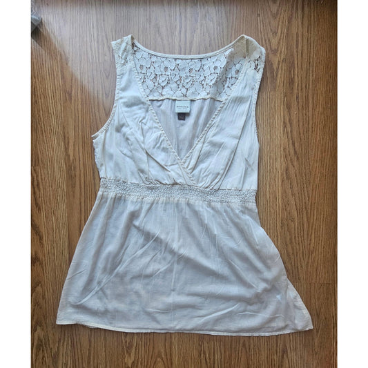 Y2K Cream Cotton Babydoll Tank - Size Small