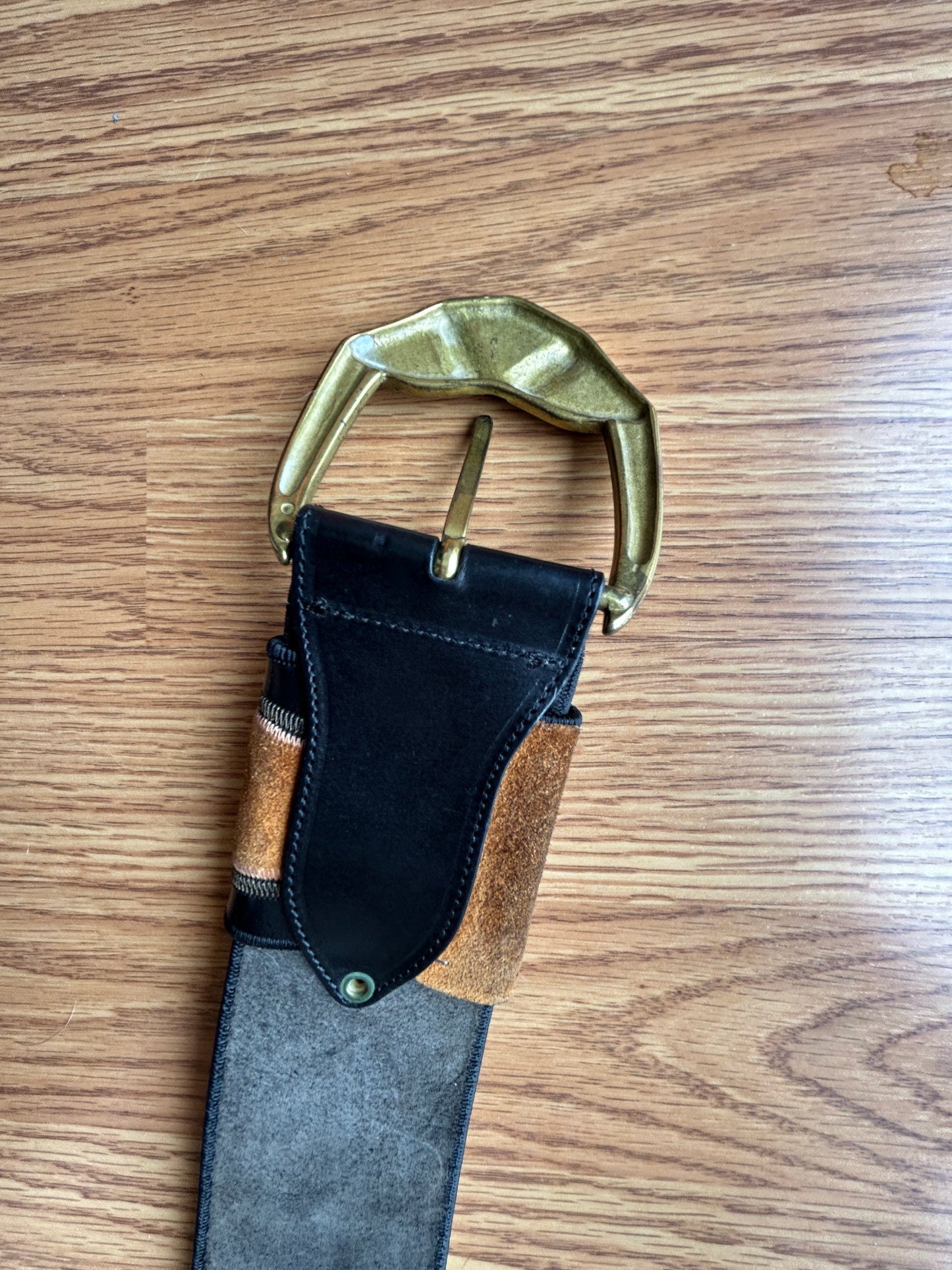 Vintage Burnished Gold Leather Belt