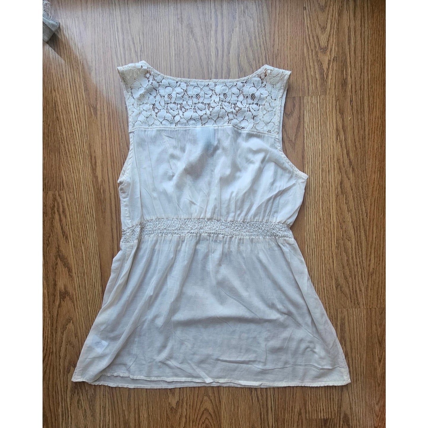 Y2K Cream Cotton Babydoll Tank - Size Small