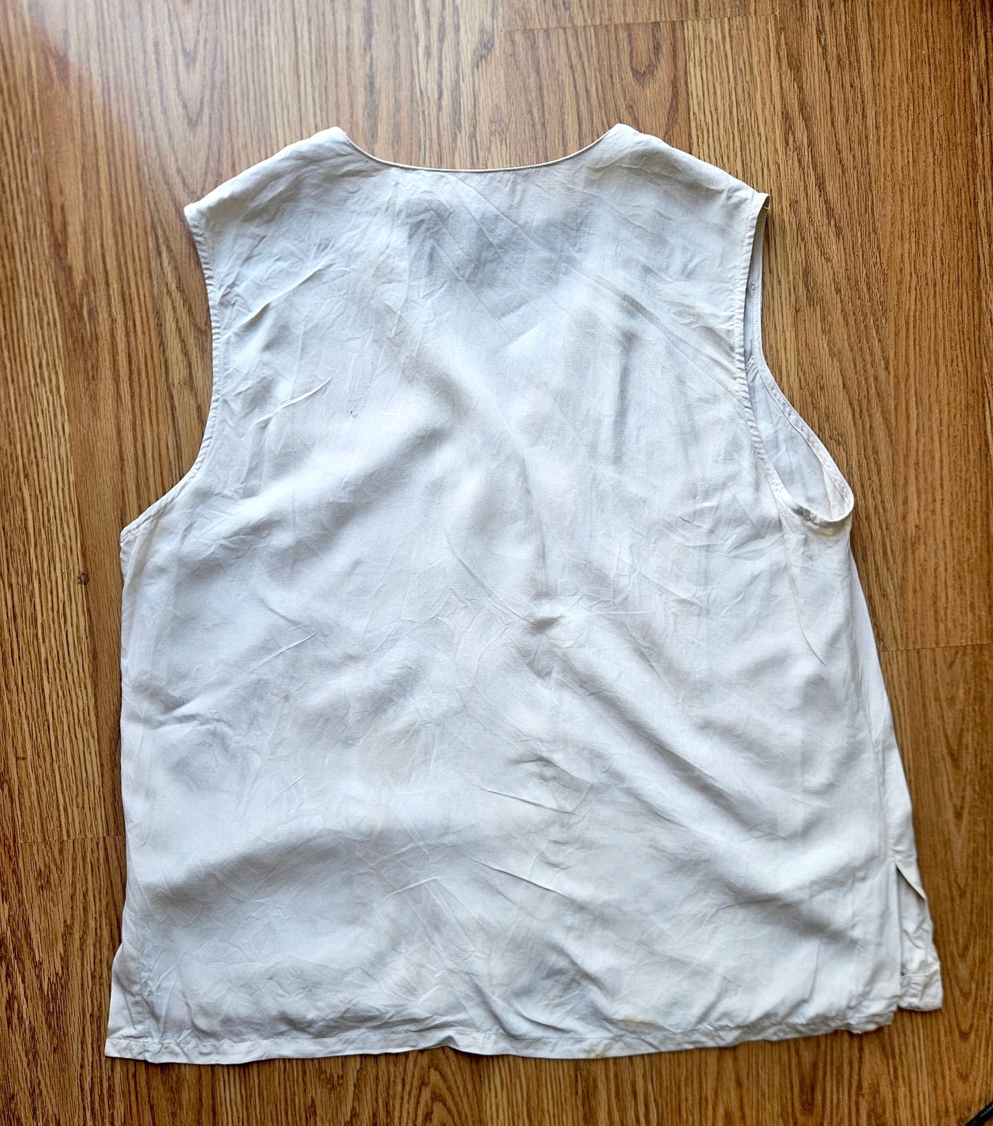 Cream Silk V-Neck Button Down Blouse