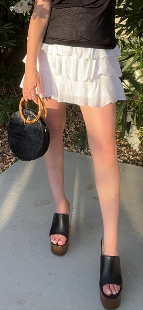 Tiered White Mini Skirt