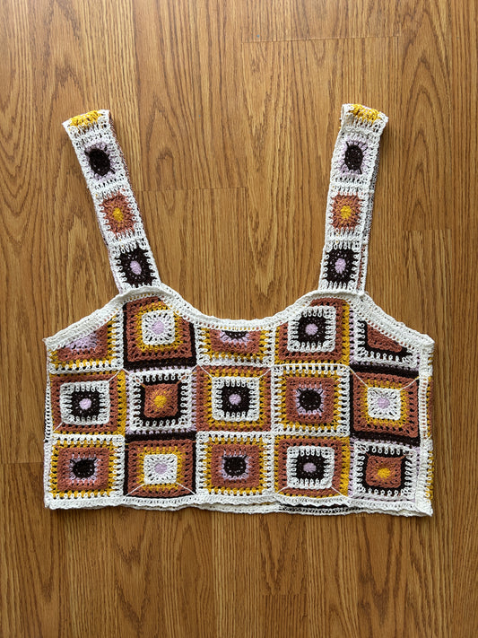 Crochet Boxy Cropped Crochet Shirt