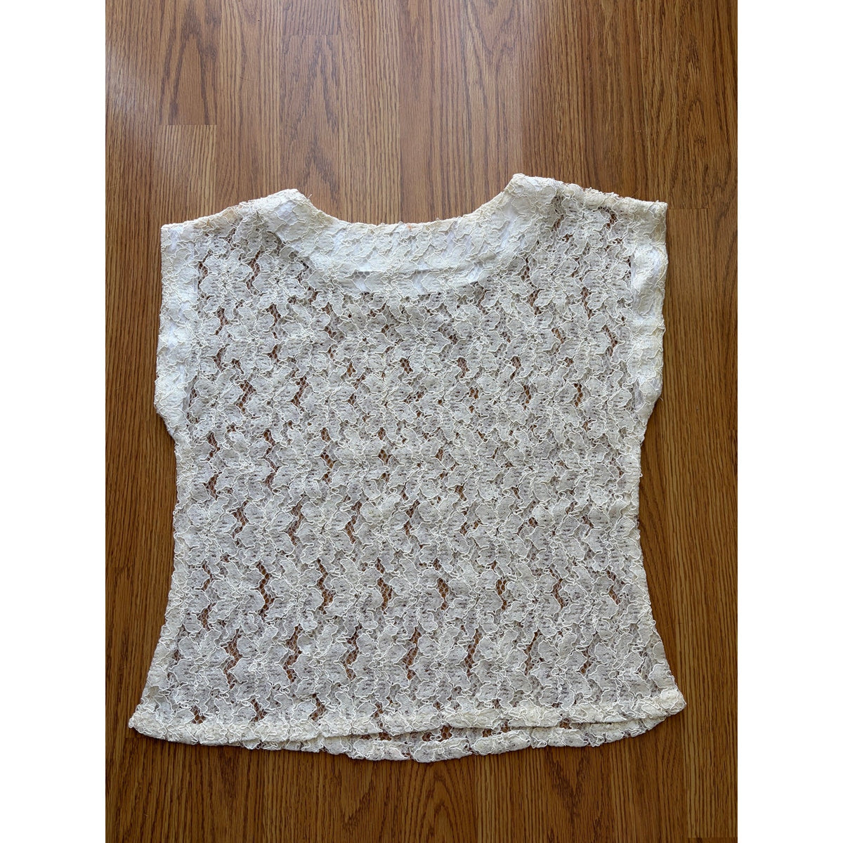 Vintage Handmade Cream Lace Blouse - Size Medium