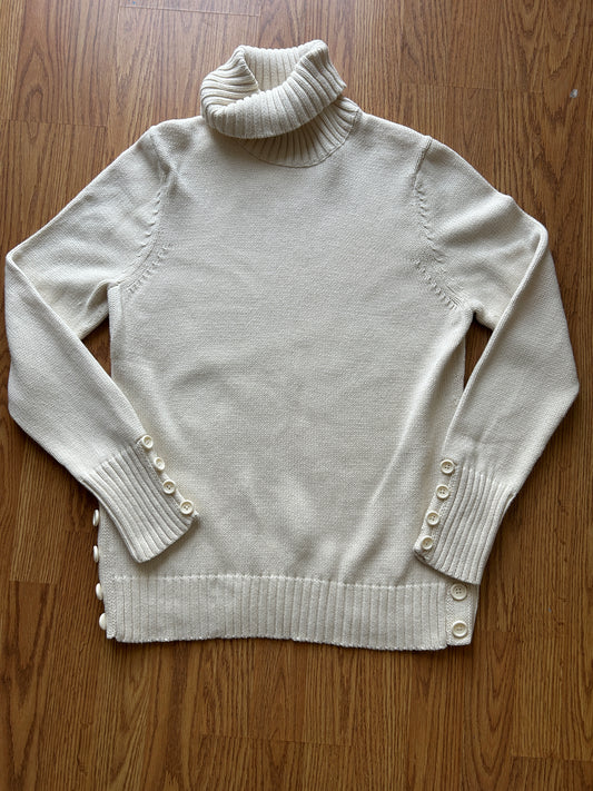 Cream Cotton Turtleneck Sweater