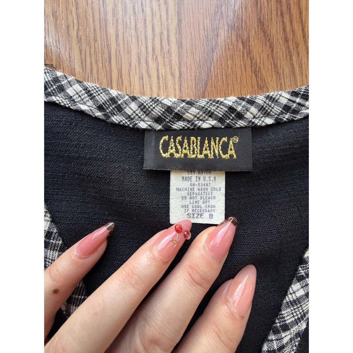 Vintage 80s Casablanca Black Gingham Trim Vest - Size 8