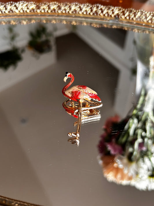 Vintage Enamel Flamingo Brooch