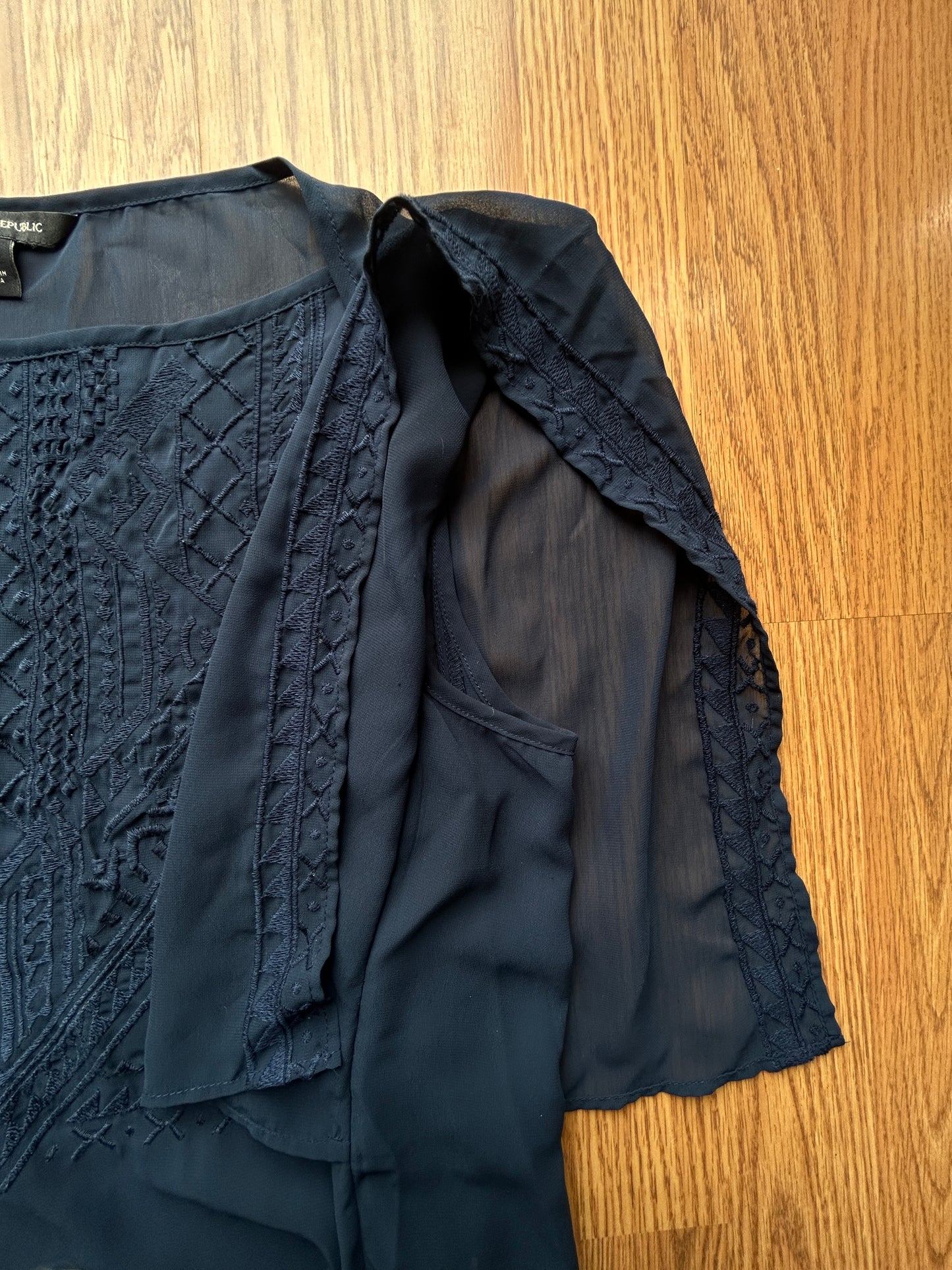 Banana Republic Sheer Boxy Peasant Top