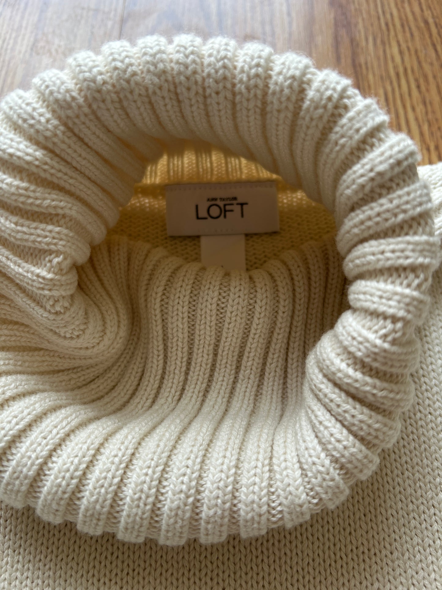 Cream Cotton Turtleneck Sweater