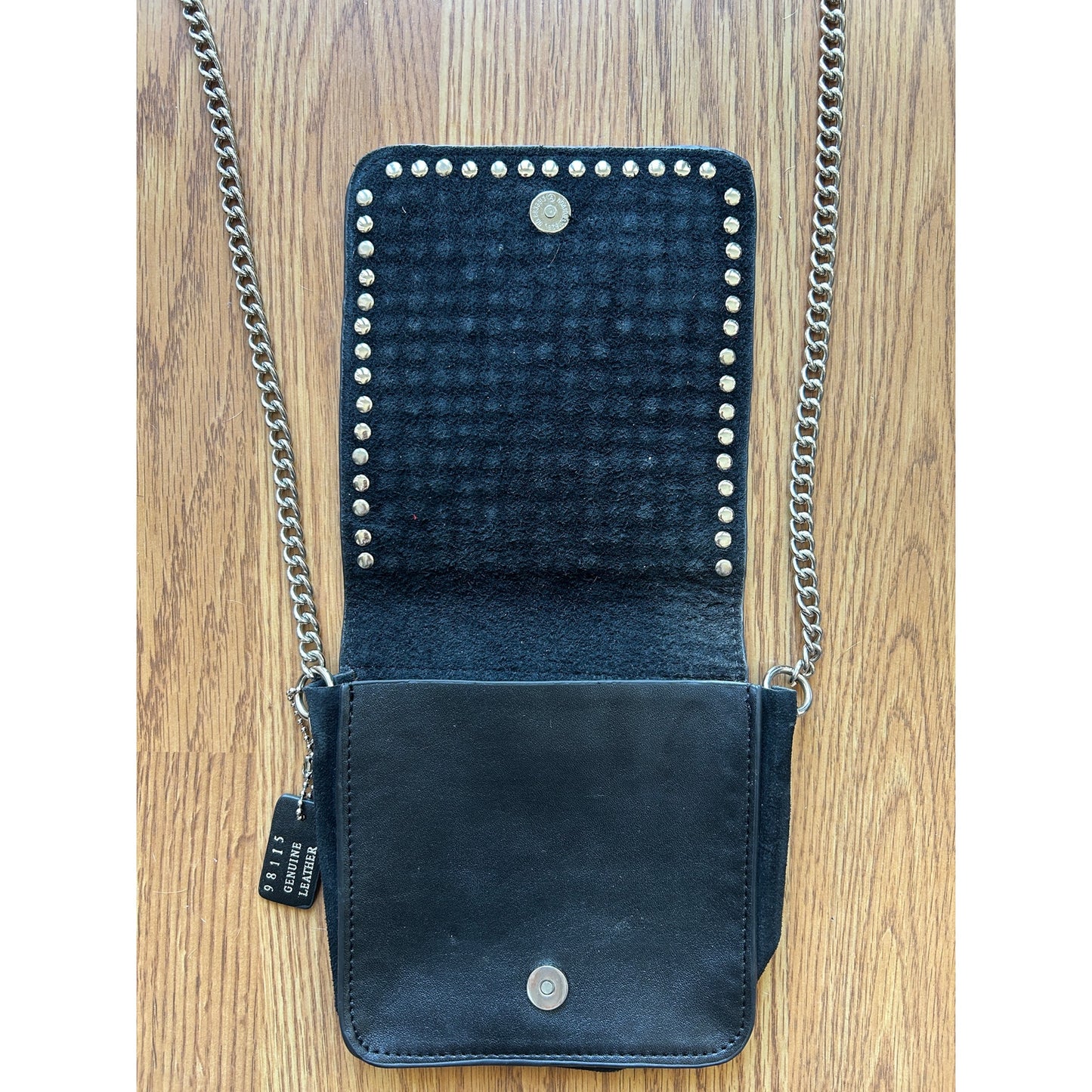 Leather Studded Crossbody w/ Chain Strap