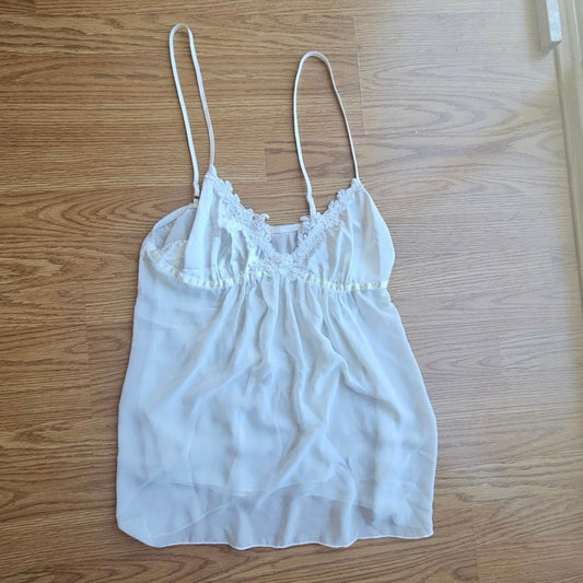 Y2K Sheer Beaded Babydoll Cami - Size Small