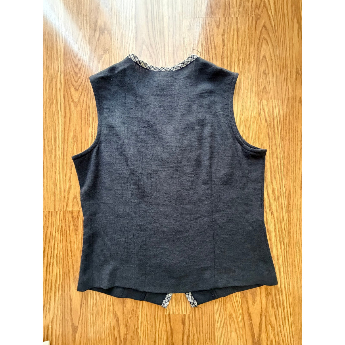 Vintage 80s Casablanca Black Gingham Trim Vest - Size 8