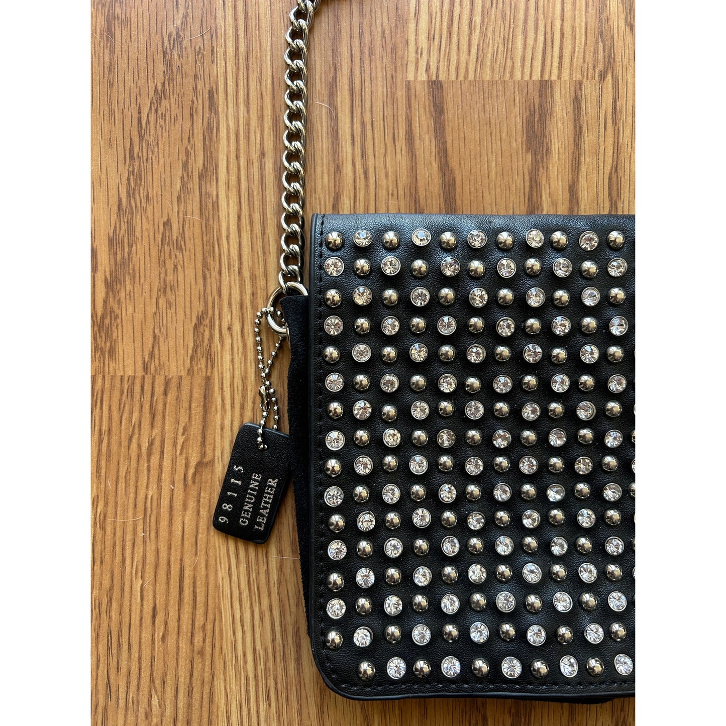 Leather Studded Crossbody w/ Chain Strap