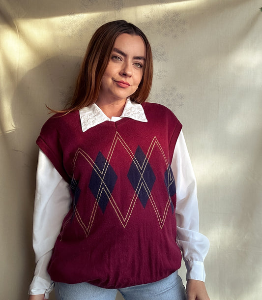 Knit Argyle Vest (Men's XL)