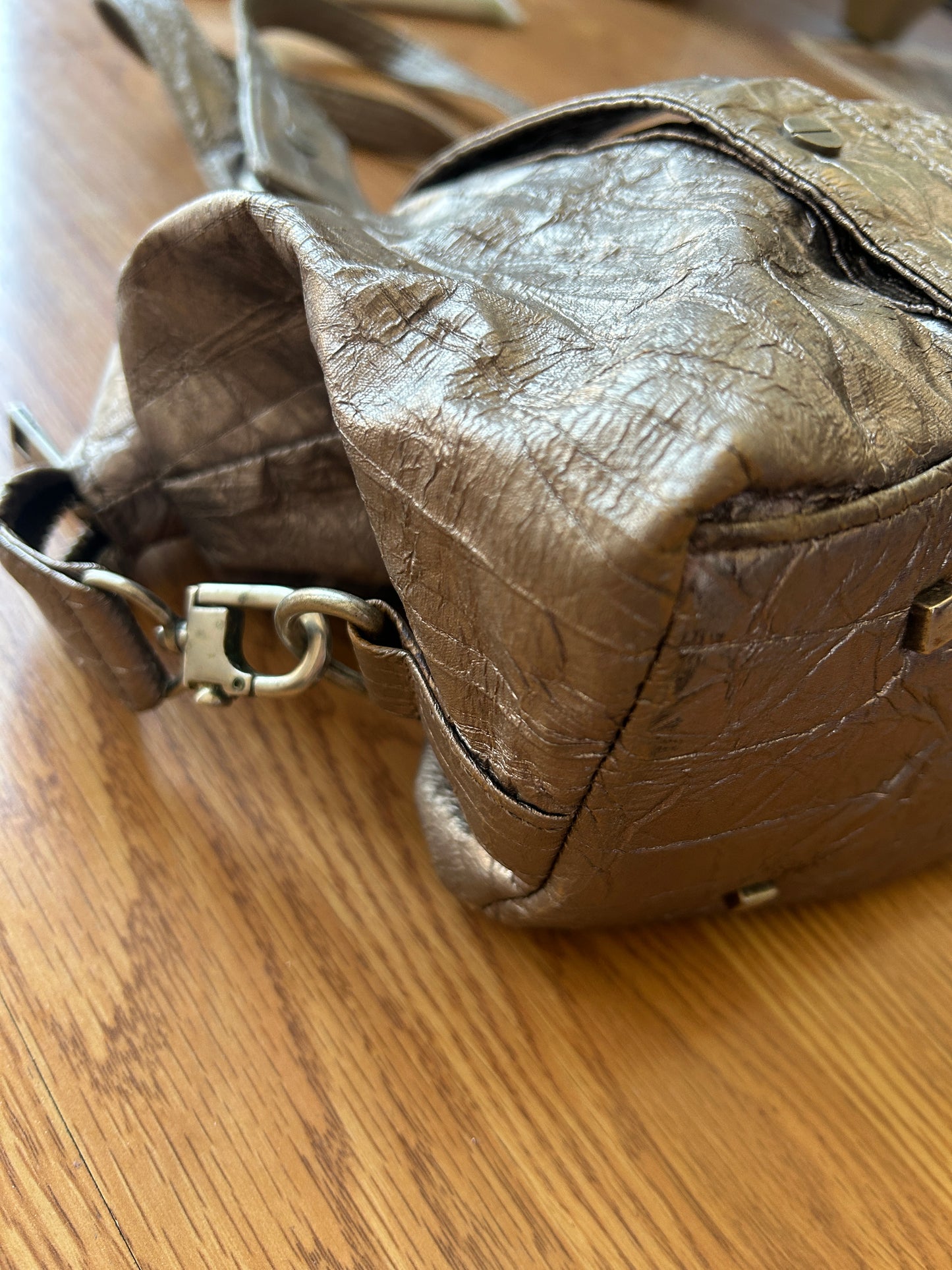 Y2K Metallic Hobo Bag w/ Chunky Hardware